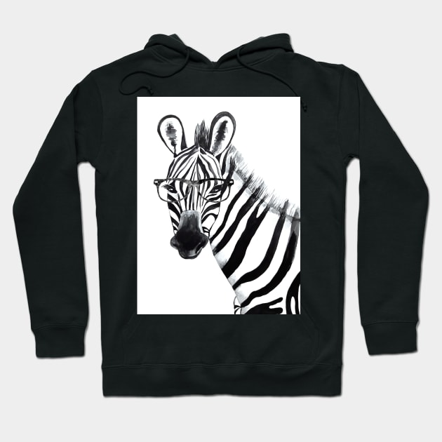 Zebra with Glasses Hoodie by Luba_Ost